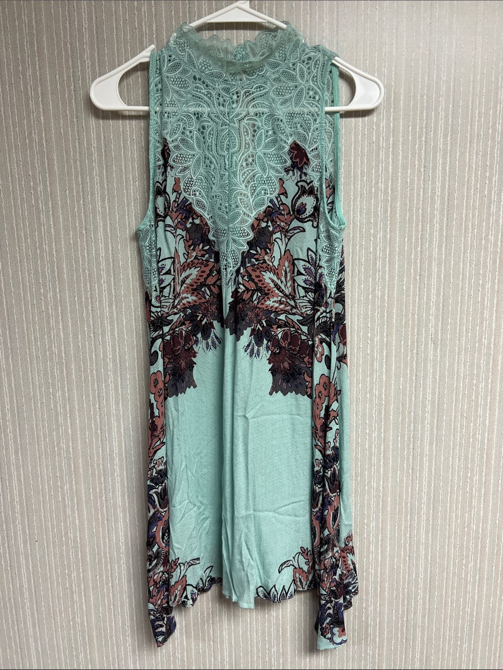 NWT XS/S free people open lace back mini dress w handkerchief hem